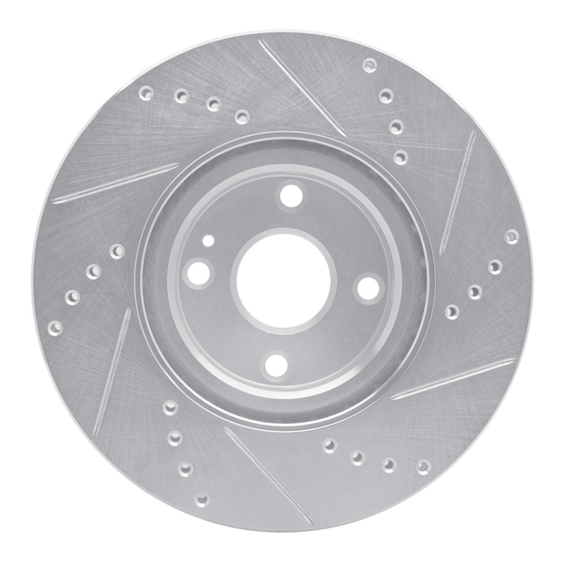Fiat 124 Spider Brake Rotor (1) - Front Left - R1 Concepts - Drilled & Slotted - Silver - `16-`25
